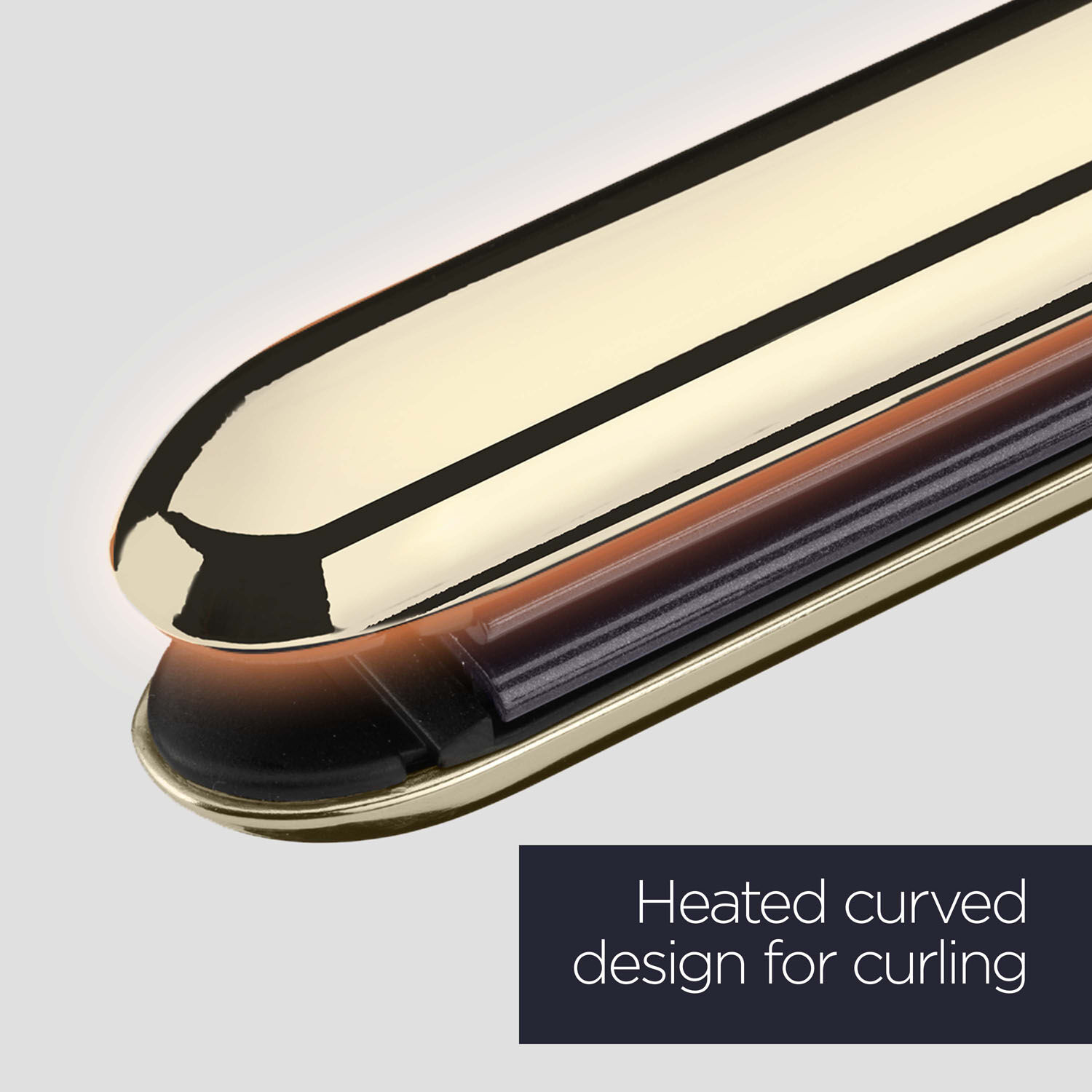 Heated curved design for curling